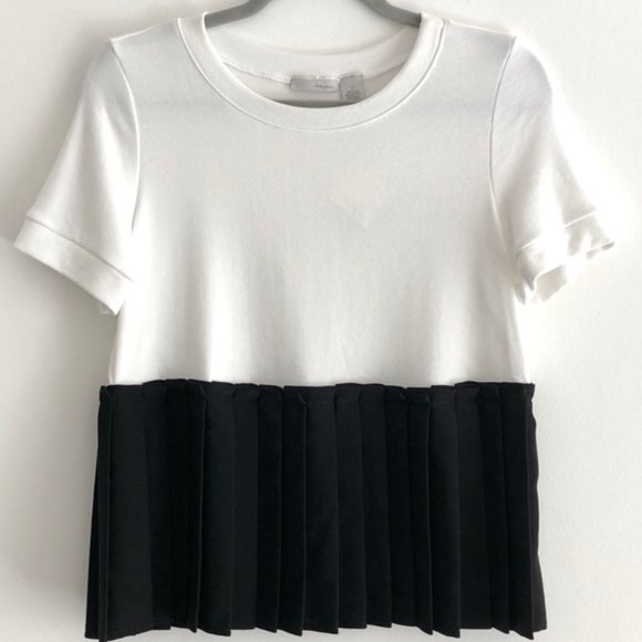 New Halogen Pleated Peplum Hem Color Block Short Sleeve Top Petite Size Small - Picture 5 of 16